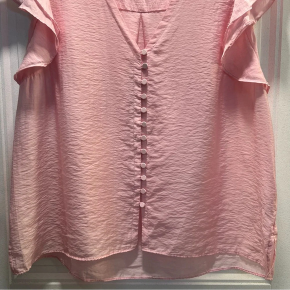 Ryegrass Buckingham Rose Button Front Semi Sheer Ruffle Sleeve Blouse. Size XL. - Picture 6 of 13